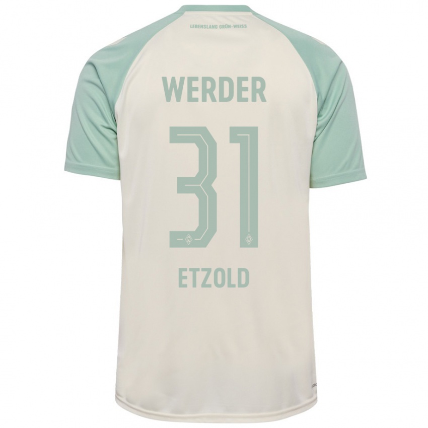 Kvinder Hannah Etzold #31 Råhvid Lysegrøn Udebane Spillertrøjer 2024/25 Trøje T-Shirt