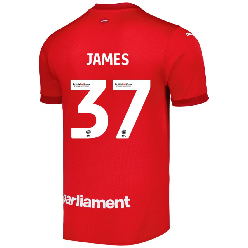 Børn Nathan James #37 Rød Hjemmebane Spillertrøjer 2024/25 Trøje T-Shirt