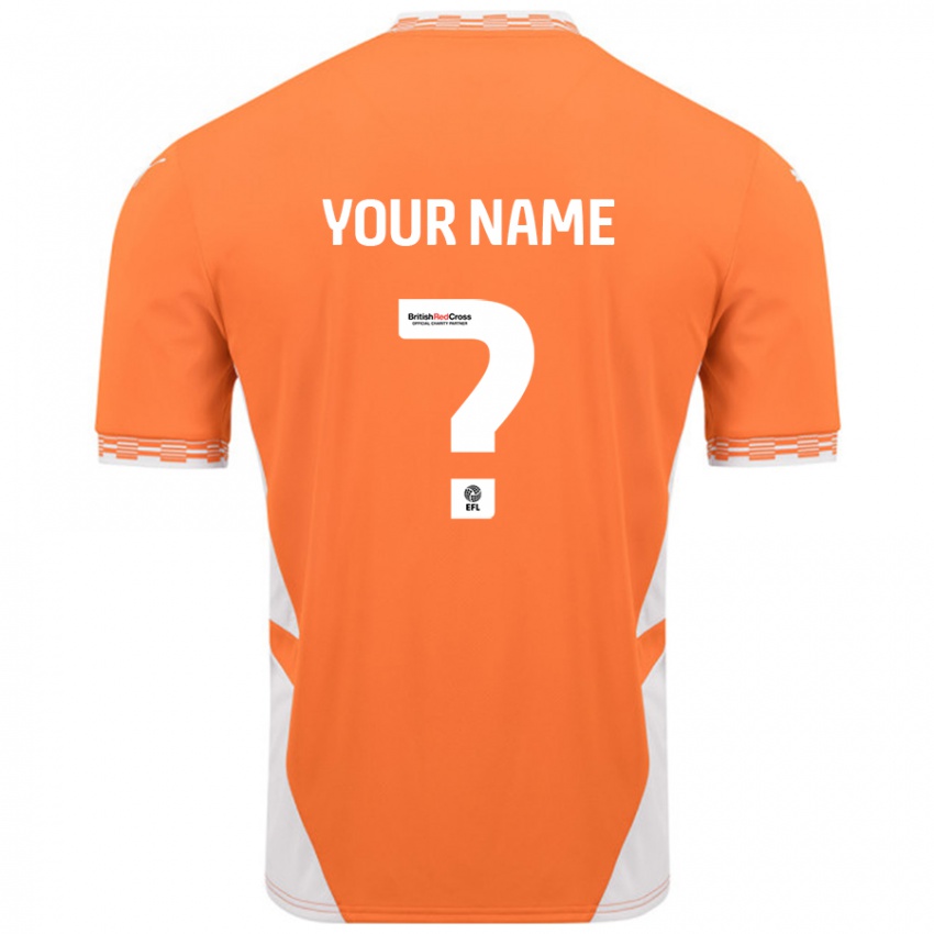 Børn Dit Navn #0 Orange Hvid Hjemmebane Spillertrøjer 2024/25 Trøje T-Shirt