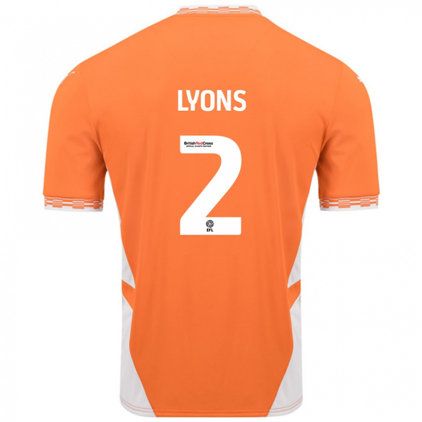 Børn Andy Lyons #2 Orange Hvid Hjemmebane Spillertrøjer 2024/25 Trøje T-Shirt