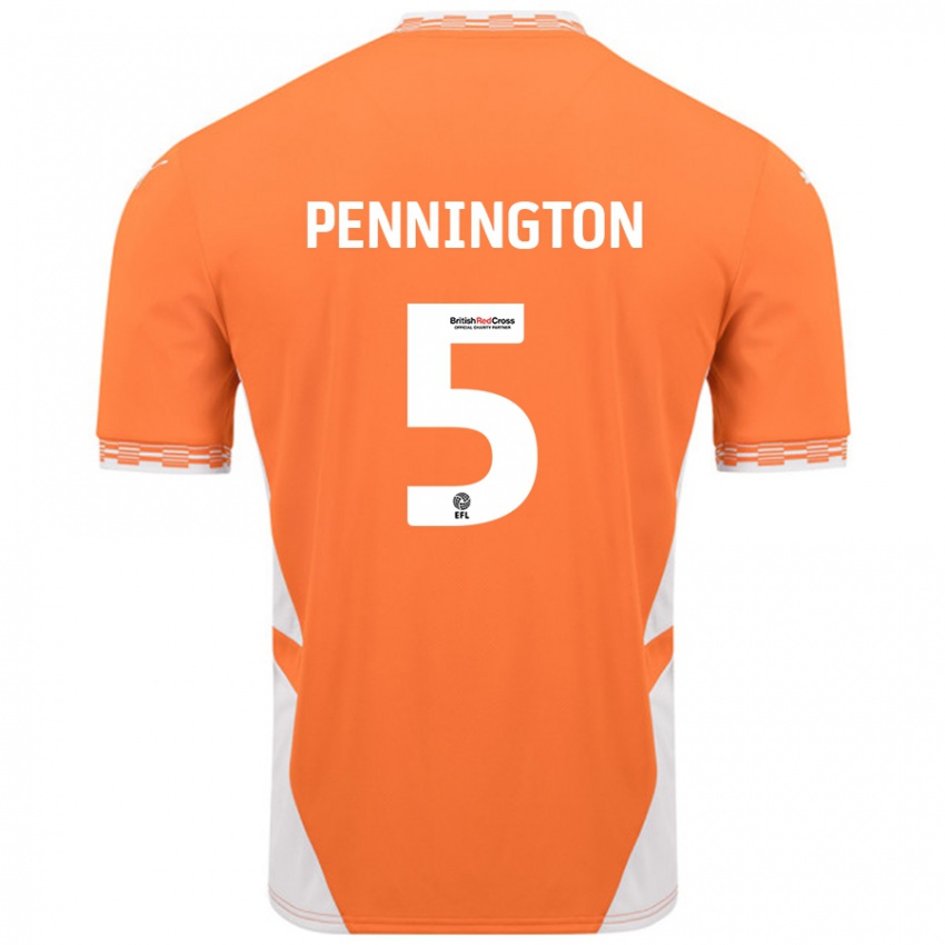 Børn Matthew Pennington #5 Orange Hvid Hjemmebane Spillertrøjer 2024/25 Trøje T-Shirt