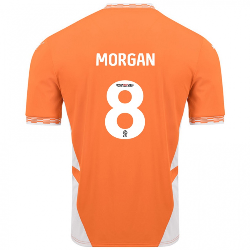 Børn Albie Morgan #8 Orange Hvid Hjemmebane Spillertrøjer 2024/25 Trøje T-Shirt