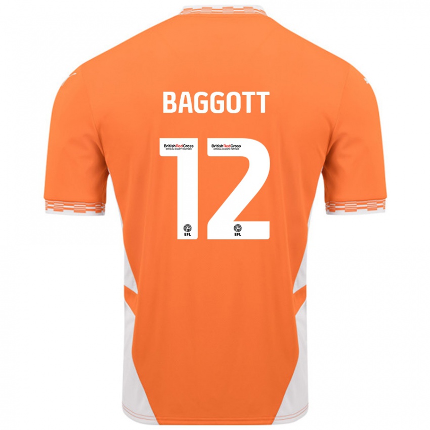 Børn Elkan Baggott #12 Orange Hvid Hjemmebane Spillertrøjer 2024/25 Trøje T-Shirt