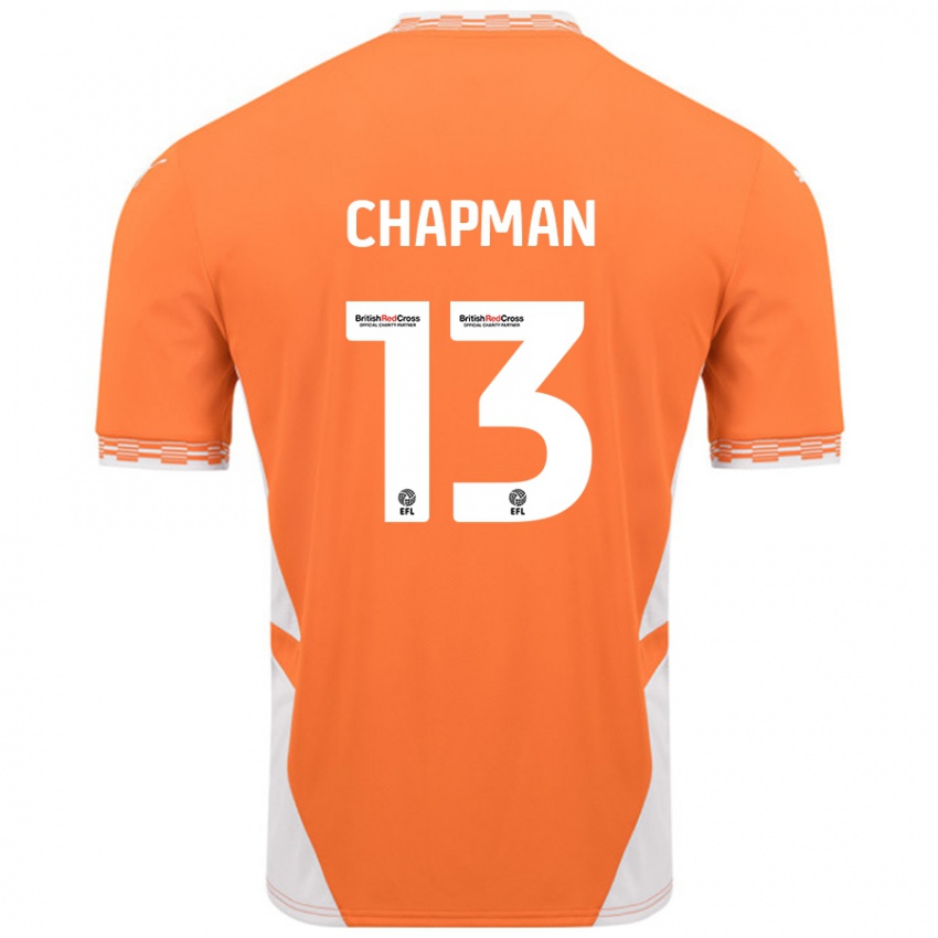 Børn Mackenzie Chapman #13 Orange Hvid Hjemmebane Spillertrøjer 2024/25 Trøje T-Shirt