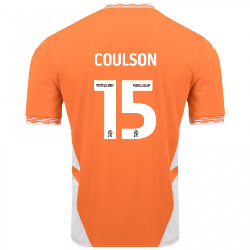 Børn Hayden Coulson #15 Orange Hvid Hjemmebane Spillertrøjer 2024/25 Trøje T-Shirt