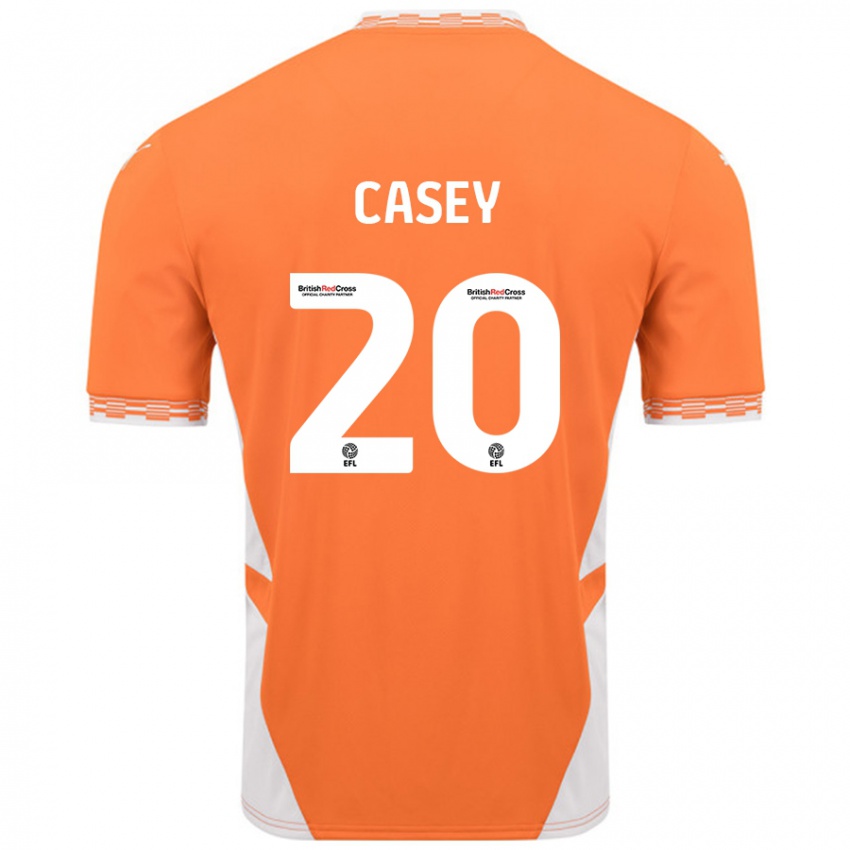 Børn Oliver Casey #20 Orange Hvid Hjemmebane Spillertrøjer 2024/25 Trøje T-Shirt