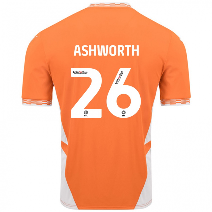 Børn Zac Ashworth #26 Orange Hvid Hjemmebane Spillertrøjer 2024/25 Trøje T-Shirt