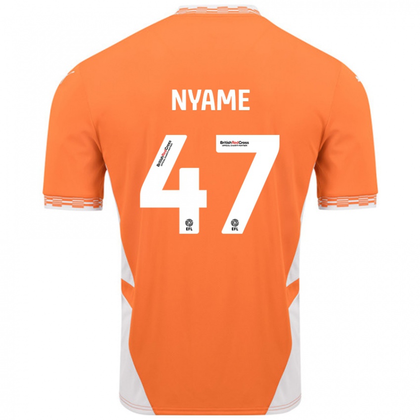 Børn Josh Nyame #47 Orange Hvid Hjemmebane Spillertrøjer 2024/25 Trøje T-Shirt