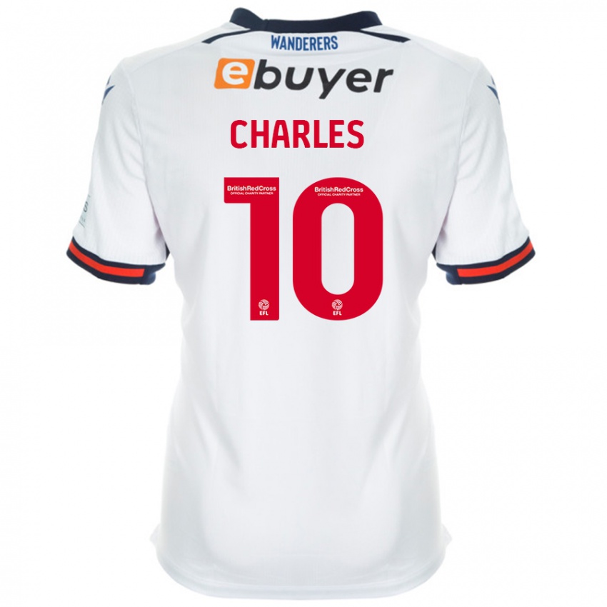 Børn Dion Charles #10 Hvid Hjemmebane Spillertrøjer 2024/25 Trøje T-Shirt