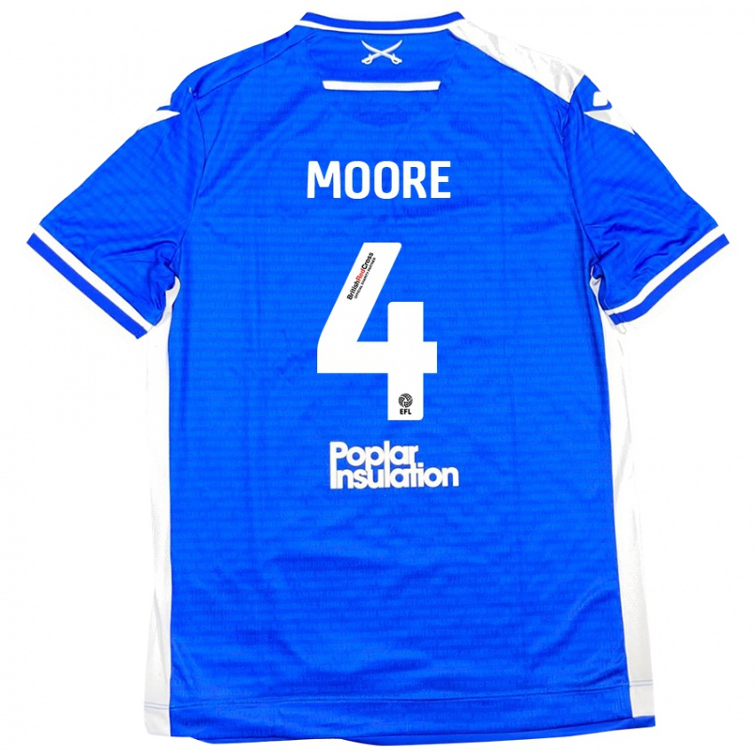 Børn Taylor Moore #4 Blå Hvid Hjemmebane Spillertrøjer 2024/25 Trøje T-Shirt