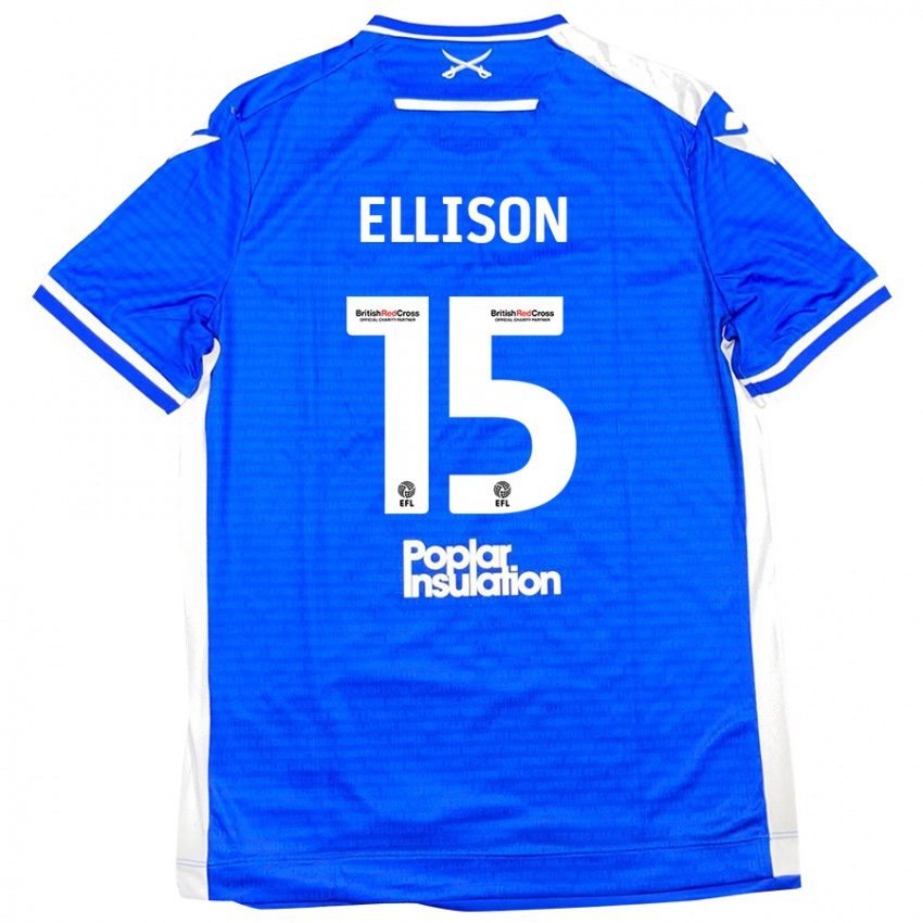 Børn Dan Ellison #15 Blå Hvid Hjemmebane Spillertrøjer 2024/25 Trøje T-Shirt