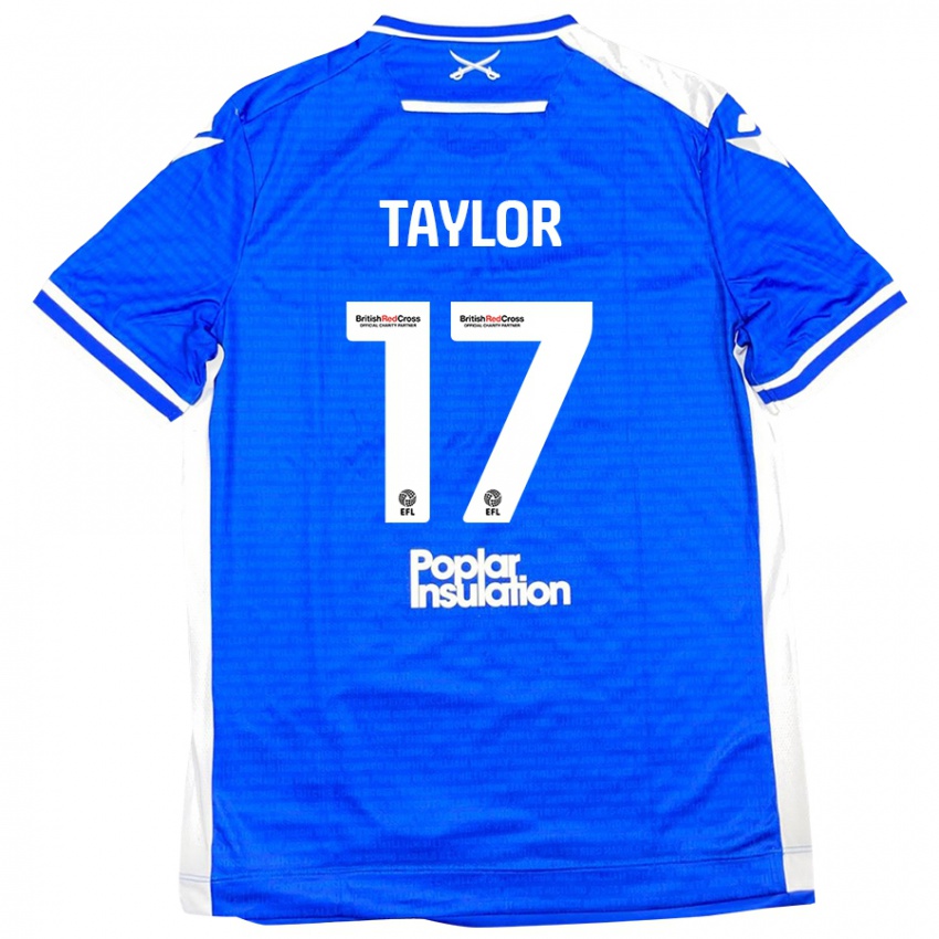 Børn Connor Taylor #17 Blå Hvid Hjemmebane Spillertrøjer 2024/25 Trøje T-Shirt