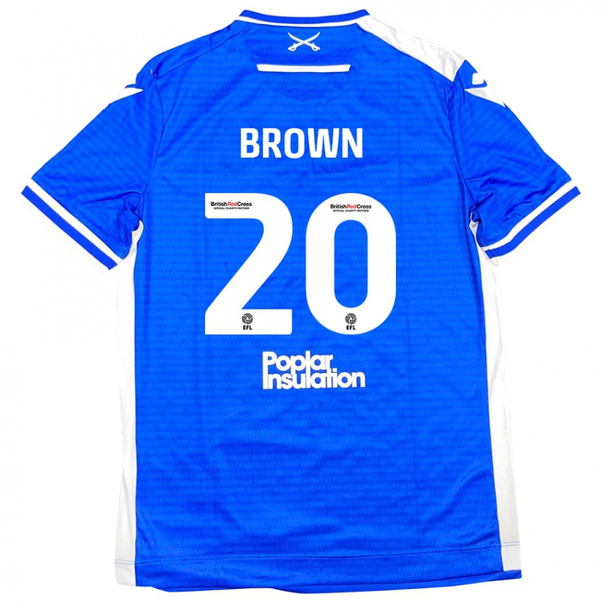 Børn Jevani Brown #20 Blå Hvid Hjemmebane Spillertrøjer 2024/25 Trøje T-Shirt