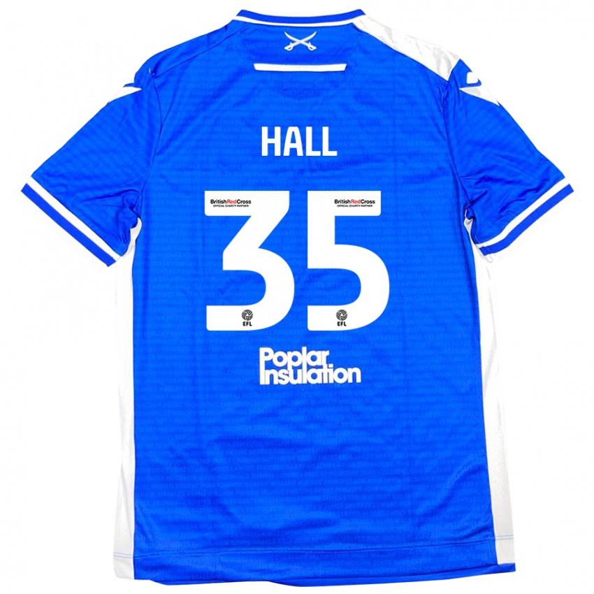 Børn Matt Hall #35 Blå Hvid Hjemmebane Spillertrøjer 2024/25 Trøje T-Shirt