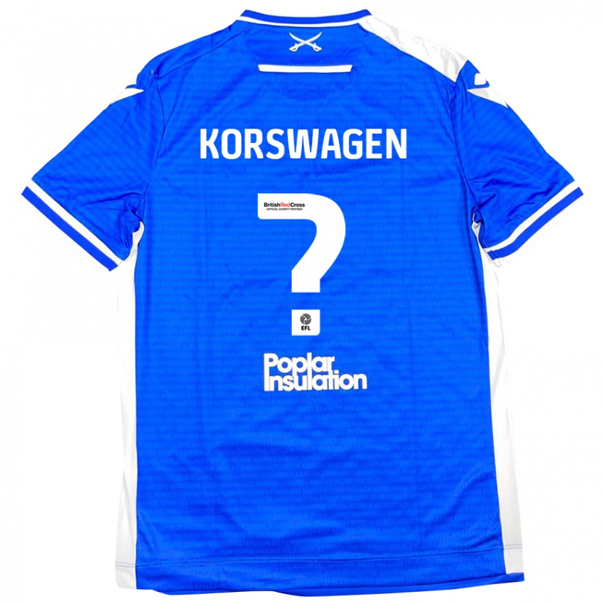 Børn Mattijis Korswagen #0 Blå Hvid Hjemmebane Spillertrøjer 2024/25 Trøje T-Shirt