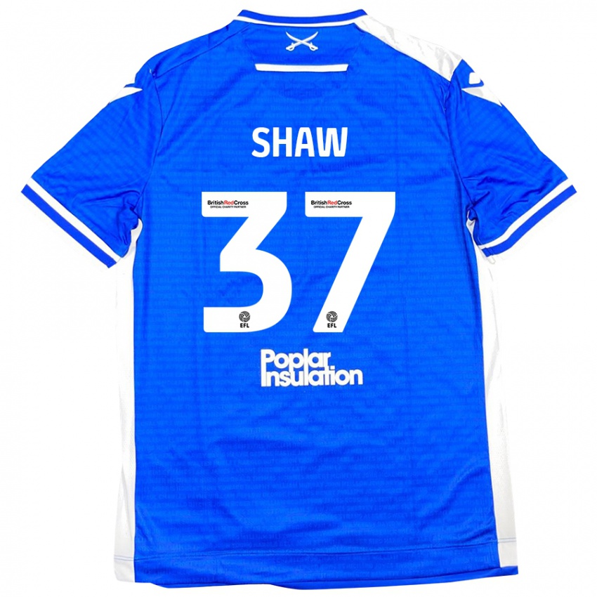 Børn Kofi Shaw #37 Blå Hvid Hjemmebane Spillertrøjer 2024/25 Trøje T-Shirt