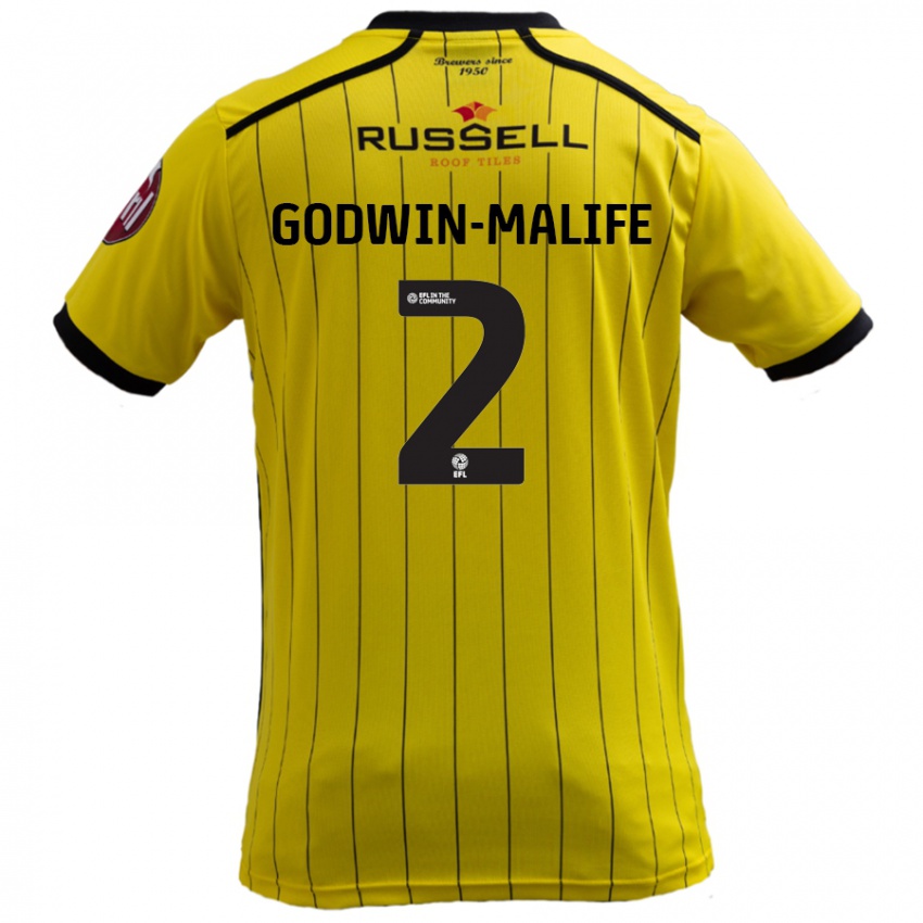 Børn Udoka Godwin-Malife #2 Gul Hjemmebane Spillertrøjer 2024/25 Trøje T-Shirt