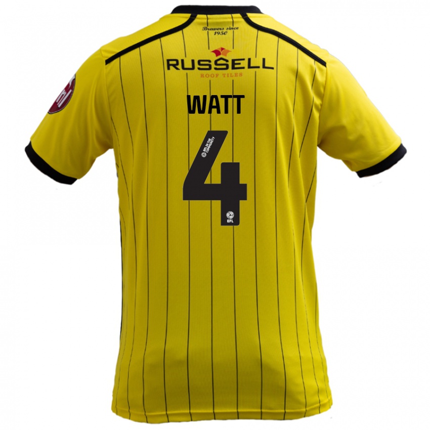 Børn Elliot Watt #4 Gul Hjemmebane Spillertrøjer 2024/25 Trøje T-Shirt