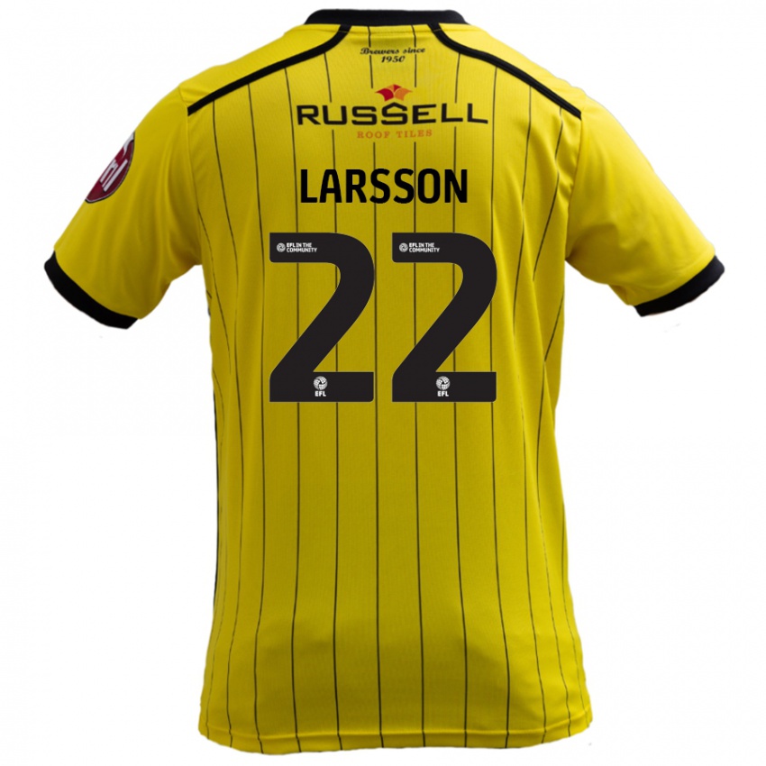 Børn Julian Larsson #22 Gul Hjemmebane Spillertrøjer 2024/25 Trøje T-Shirt