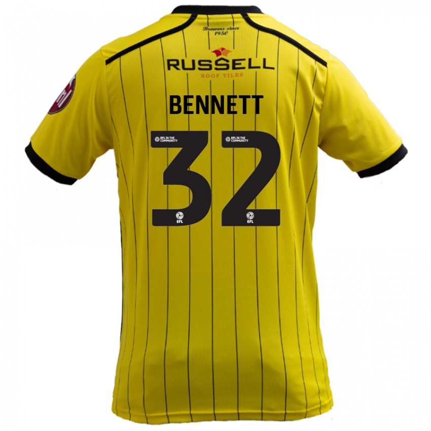 Børn Mason Bennett #32 Gul Hjemmebane Spillertrøjer 2024/25 Trøje T-Shirt