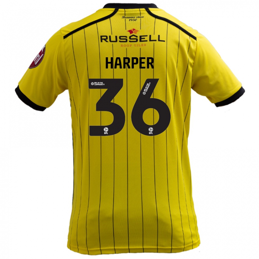 Børn Rekeem Harper #36 Gul Hjemmebane Spillertrøjer 2024/25 Trøje T-Shirt