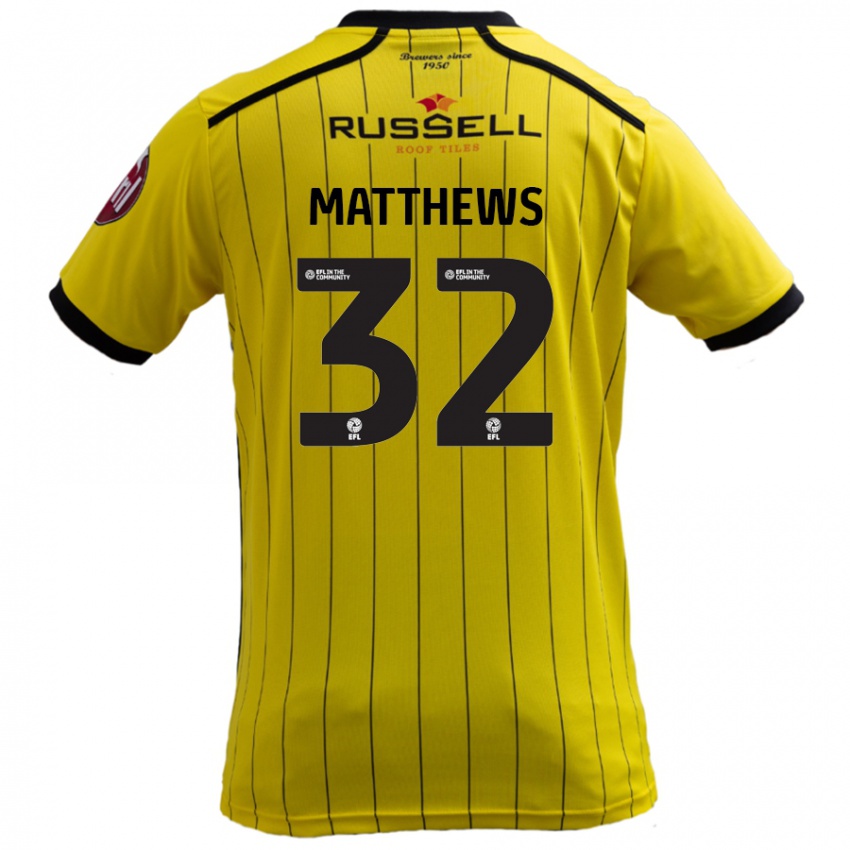 Børn Daniel Matthews #32 Gul Hjemmebane Spillertrøjer 2024/25 Trøje T-Shirt