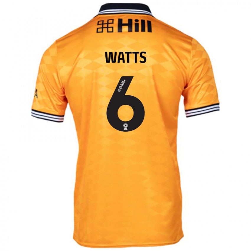 Børn Kell Watts #6 Orange Hjemmebane Spillertrøjer 2024/25 Trøje T-Shirt