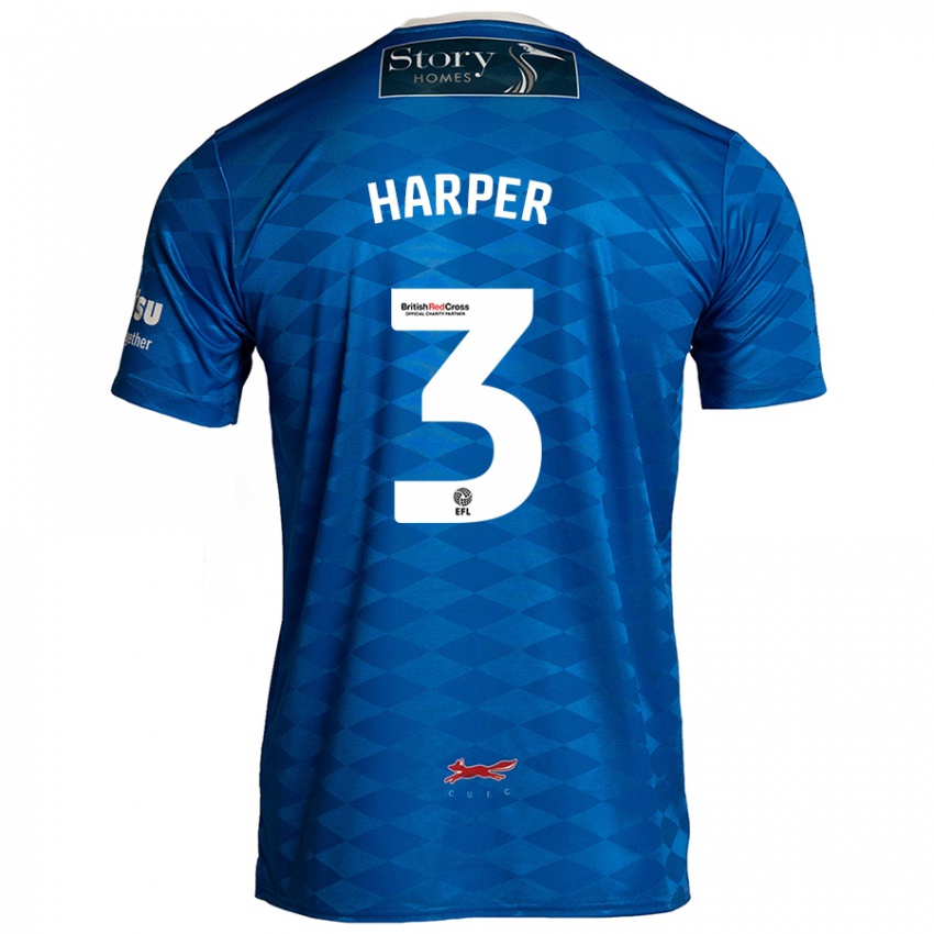 Børn Cameron Harper #3 Blå Hjemmebane Spillertrøjer 2024/25 Trøje T-Shirt