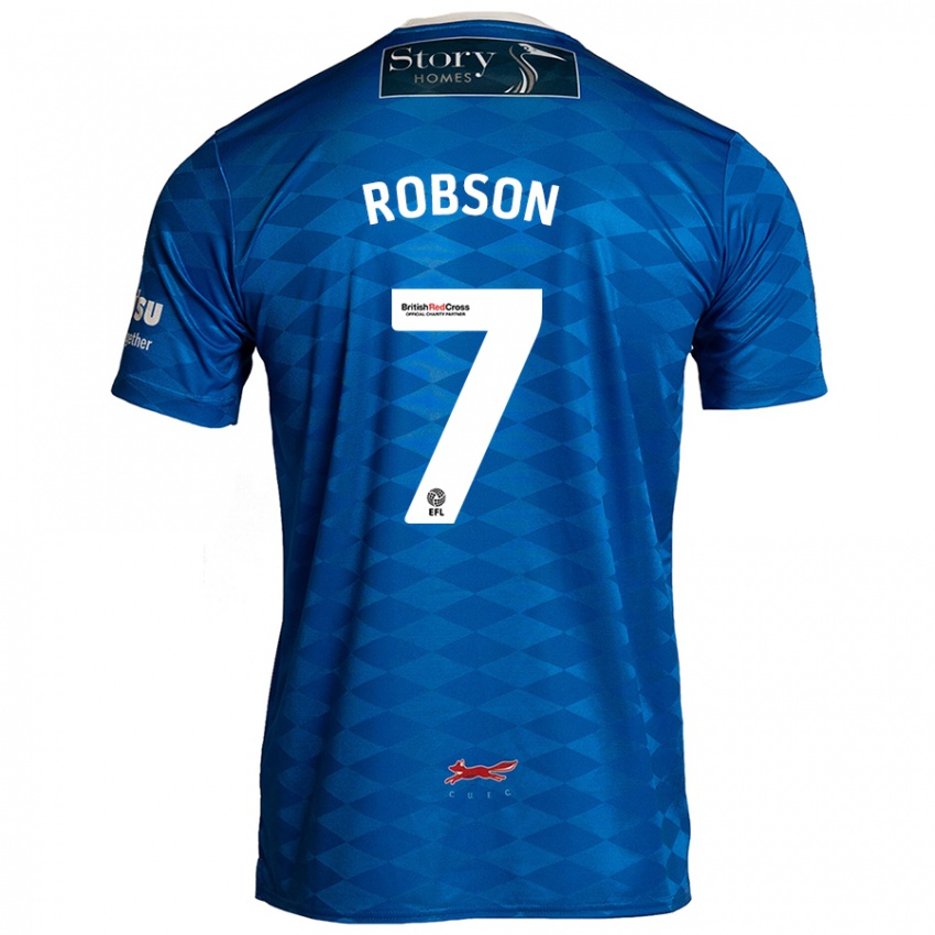 Børn Ethan Robson #7 Blå Hjemmebane Spillertrøjer 2024/25 Trøje T-Shirt