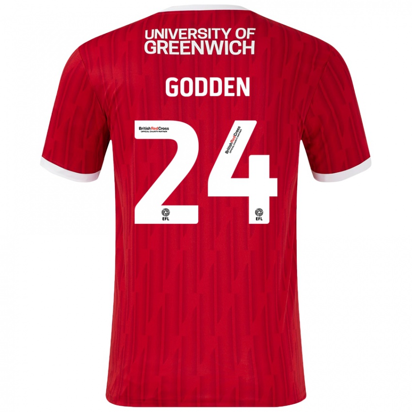 Børn Matt Godden #24 Rød Hvid Hjemmebane Spillertrøjer 2024/25 Trøje T-Shirt