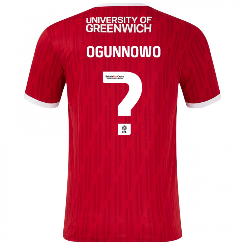 Børn Joshua Ogunnowo #0 Rød Hvid Hjemmebane Spillertrøjer 2024/25 Trøje T-Shirt