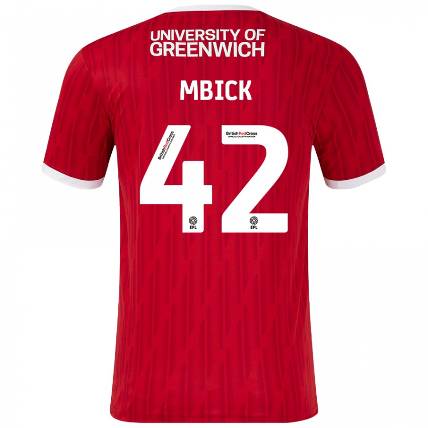 Børn Micah Mbick #42 Rød Hvid Hjemmebane Spillertrøjer 2024/25 Trøje T-Shirt