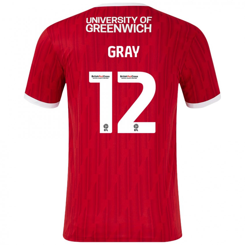 Børn Jessica Gray #12 Rød Hvid Hjemmebane Spillertrøjer 2024/25 Trøje T-Shirt