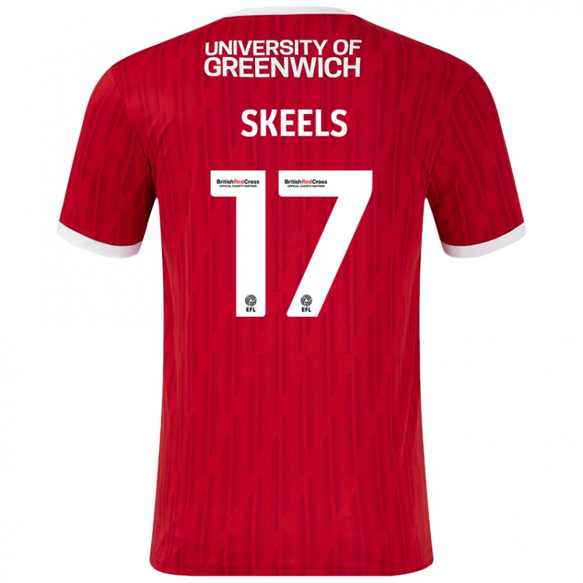 Børn Kiera Skeels #17 Rød Hvid Hjemmebane Spillertrøjer 2024/25 Trøje T-Shirt