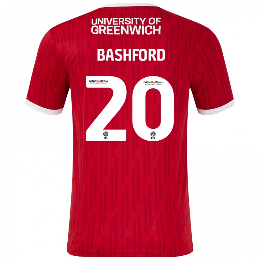 Børn Mary Bashford #20 Rød Hvid Hjemmebane Spillertrøjer 2024/25 Trøje T-Shirt