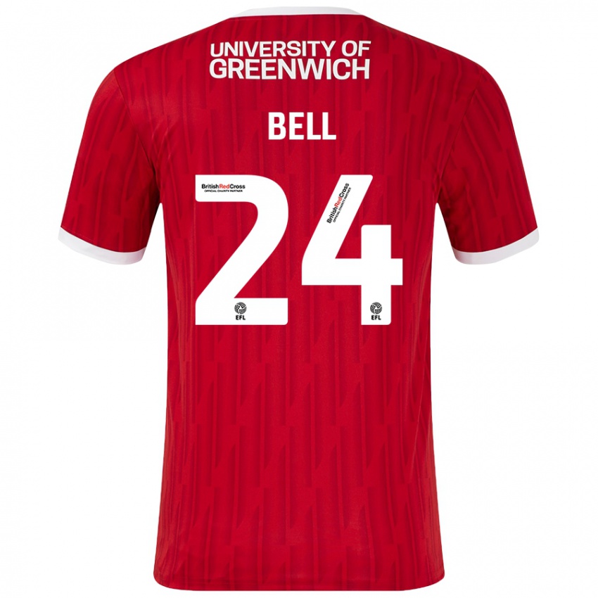 Børn Taylor Bell #24 Rød Hvid Hjemmebane Spillertrøjer 2024/25 Trøje T-Shirt