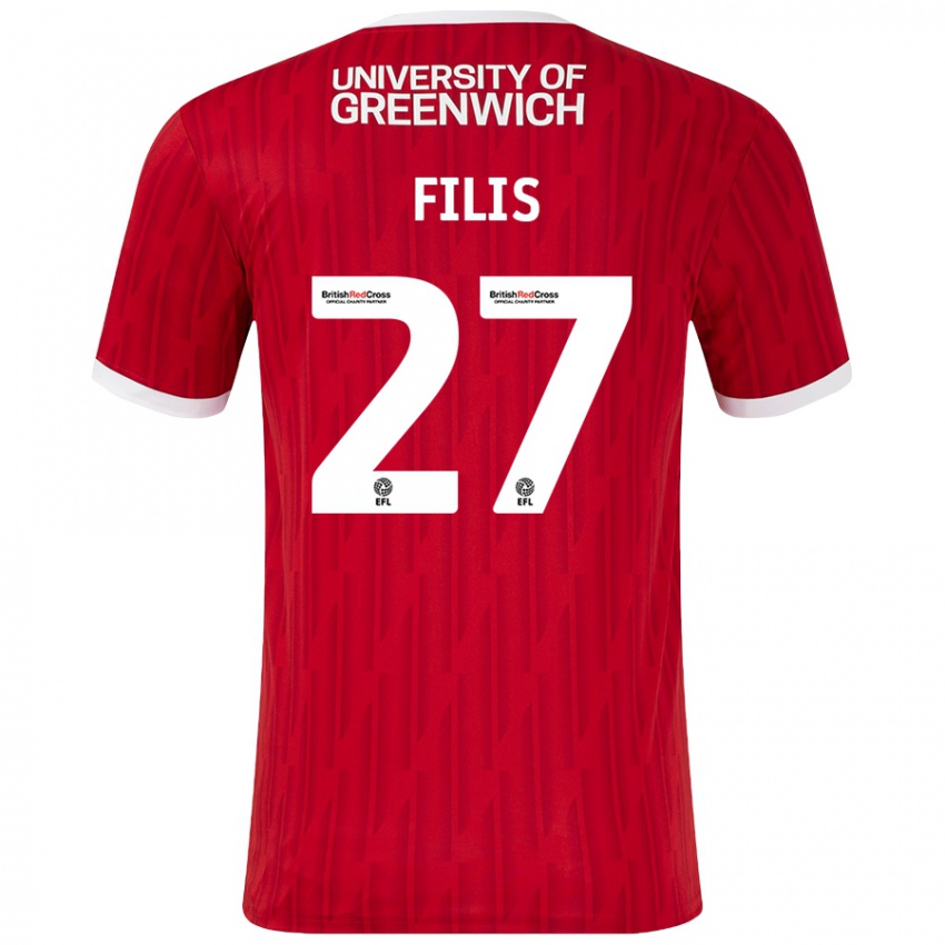 Børn Melisa Filis #27 Rød Hvid Hjemmebane Spillertrøjer 2024/25 Trøje T-Shirt