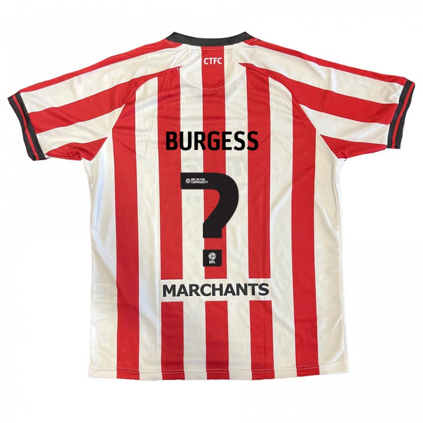 Børn Bradley Burgess #0 Rød Hvid Hjemmebane Spillertrøjer 2024/25 Trøje T-Shirt