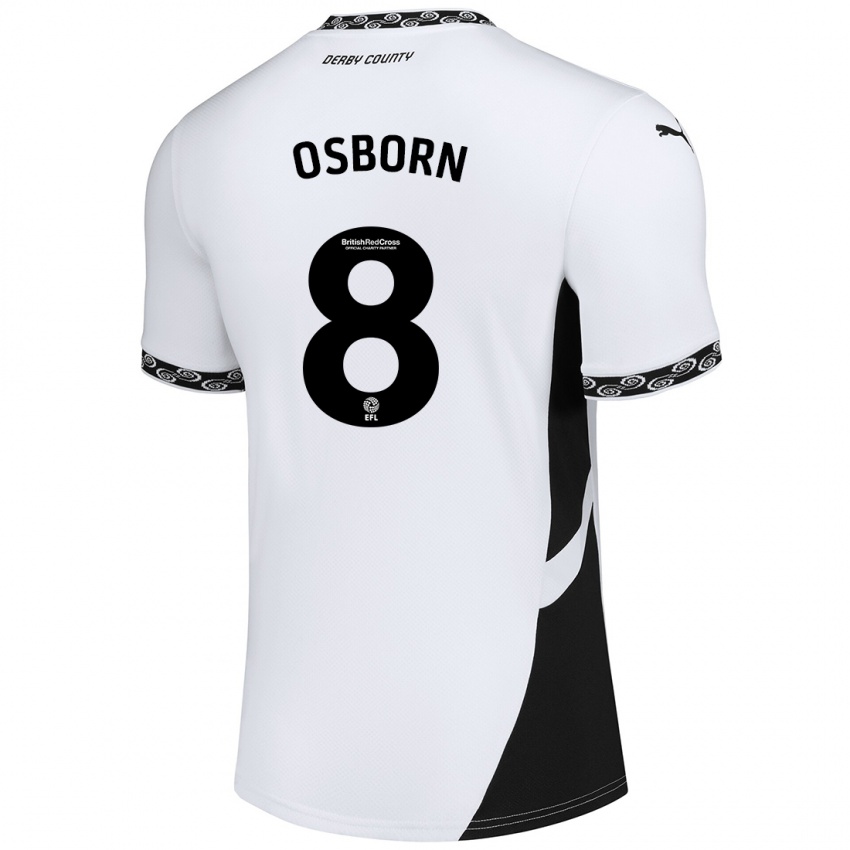 Børn Ben Osborn #8 Hvid Sort Hjemmebane Spillertrøjer 2024/25 Trøje T-Shirt