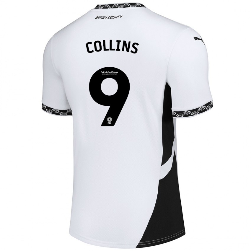 Børn James Collins #9 Hvid Sort Hjemmebane Spillertrøjer 2024/25 Trøje T-Shirt