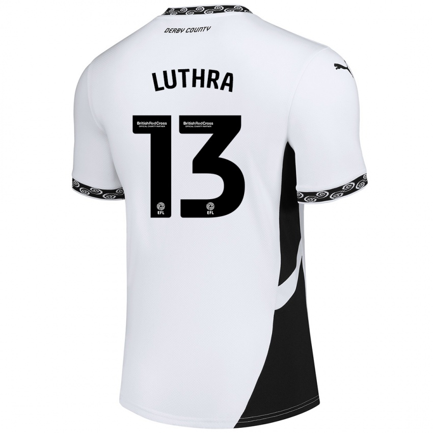 Børn Rohan Luthra #13 Hvid Sort Hjemmebane Spillertrøjer 2024/25 Trøje T-Shirt