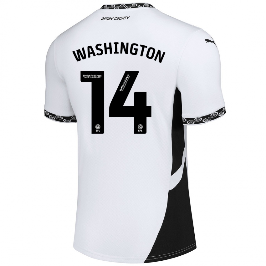 Børn Conor Washington #14 Hvid Sort Hjemmebane Spillertrøjer 2024/25 Trøje T-Shirt