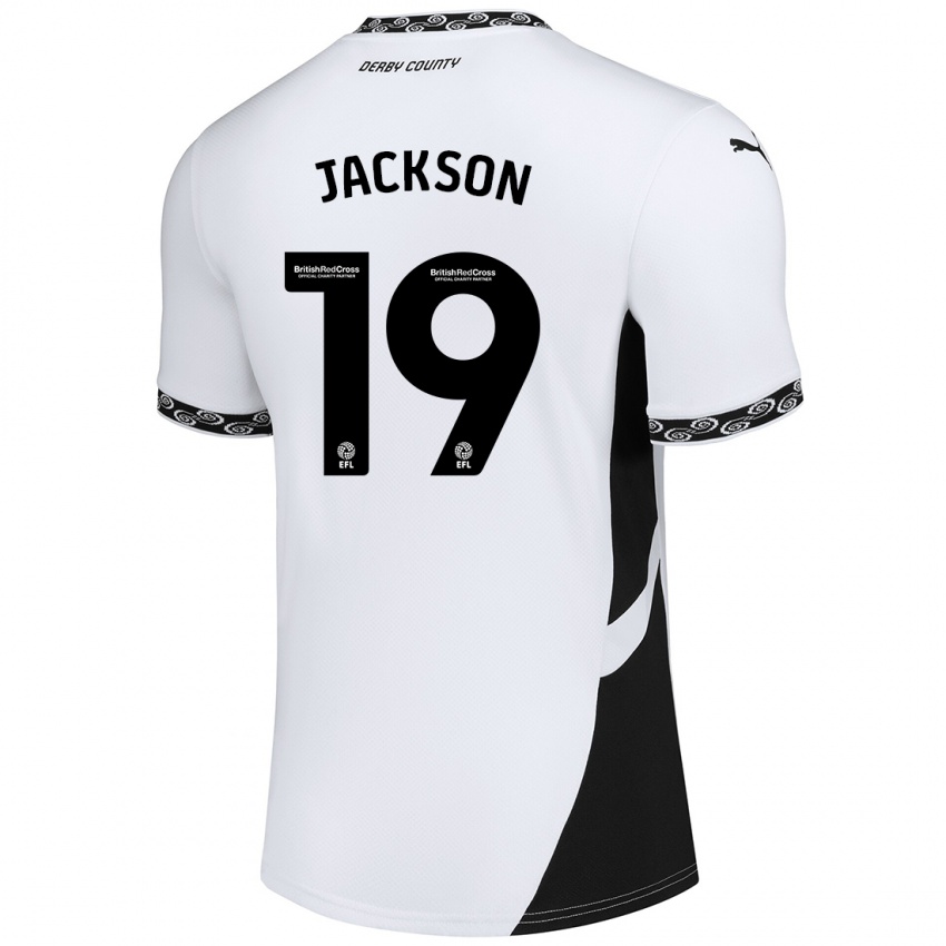 Børn Kayden Jackson #19 Hvid Sort Hjemmebane Spillertrøjer 2024/25 Trøje T-Shirt