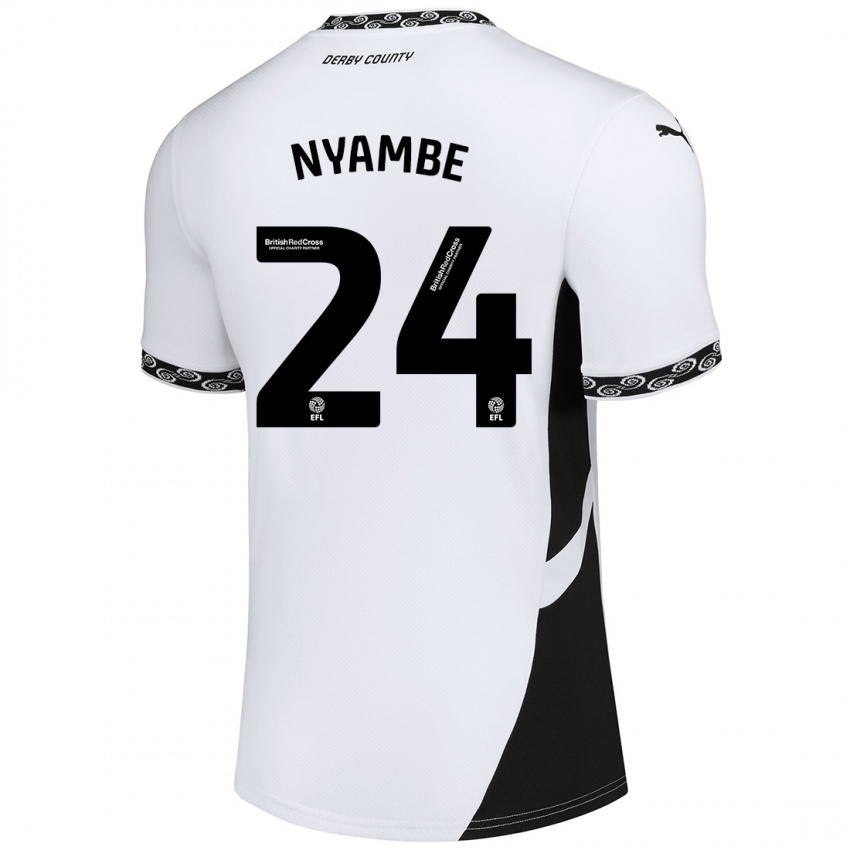 Børn Ryan Nyambe #24 Hvid Sort Hjemmebane Spillertrøjer 2024/25 Trøje T-Shirt