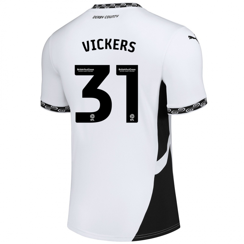 Børn Josh Vickers #31 Hvid Sort Hjemmebane Spillertrøjer 2024/25 Trøje T-Shirt