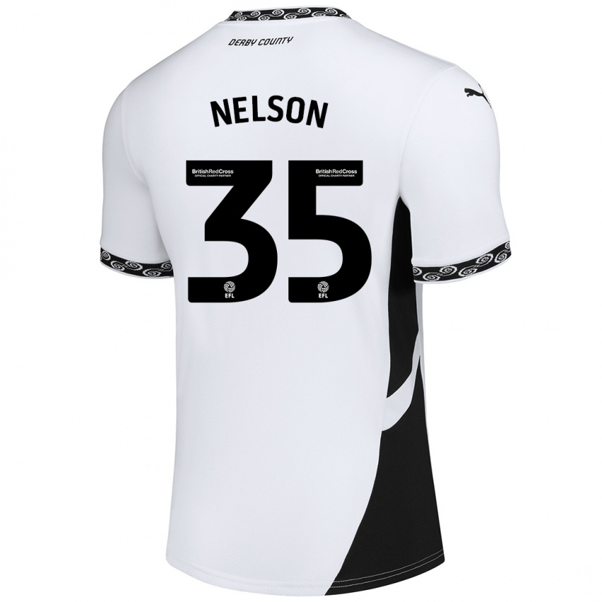 Børn Curtis Nelson #35 Hvid Sort Hjemmebane Spillertrøjer 2024/25 Trøje T-Shirt