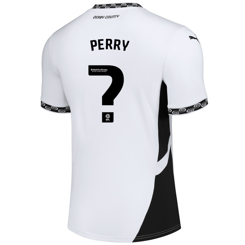 Børn Jack Perry #0 Hvid Sort Hjemmebane Spillertrøjer 2024/25 Trøje T-Shirt