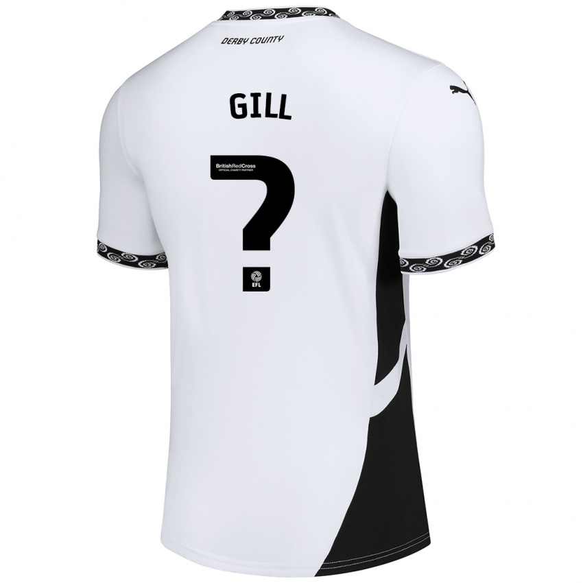 Børn Tristan Gill #0 Hvid Sort Hjemmebane Spillertrøjer 2024/25 Trøje T-Shirt