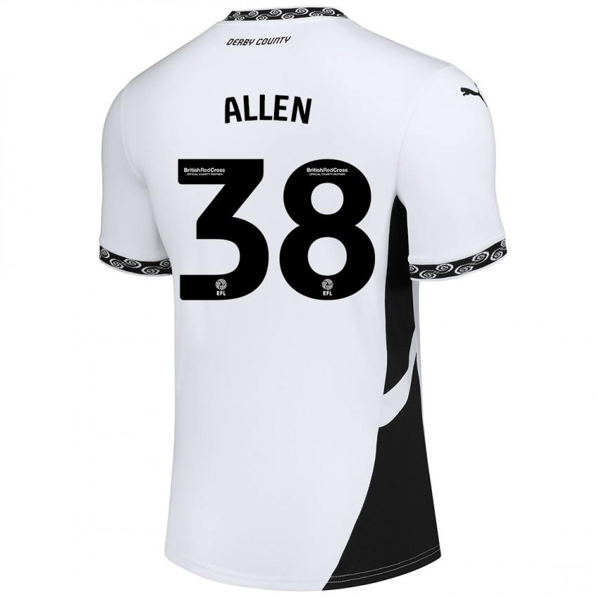 Børn Cruz Allen #38 Hvid Sort Hjemmebane Spillertrøjer 2024/25 Trøje T-Shirt