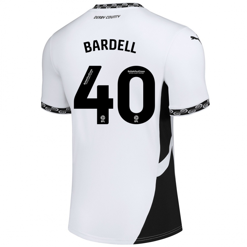 Børn Max Bardell #40 Hvid Sort Hjemmebane Spillertrøjer 2024/25 Trøje T-Shirt